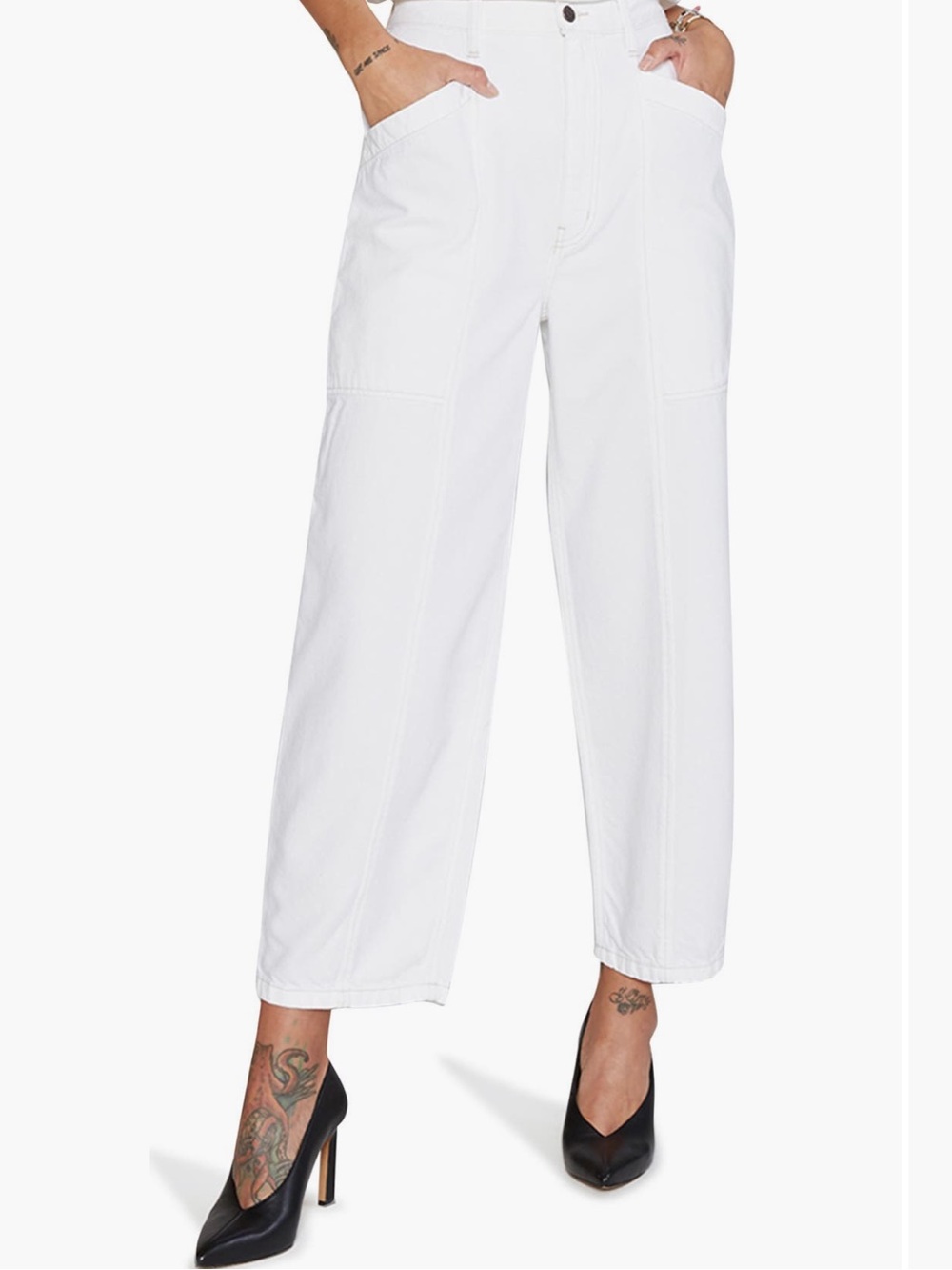 Etica White Wide-Leg Utility Pants